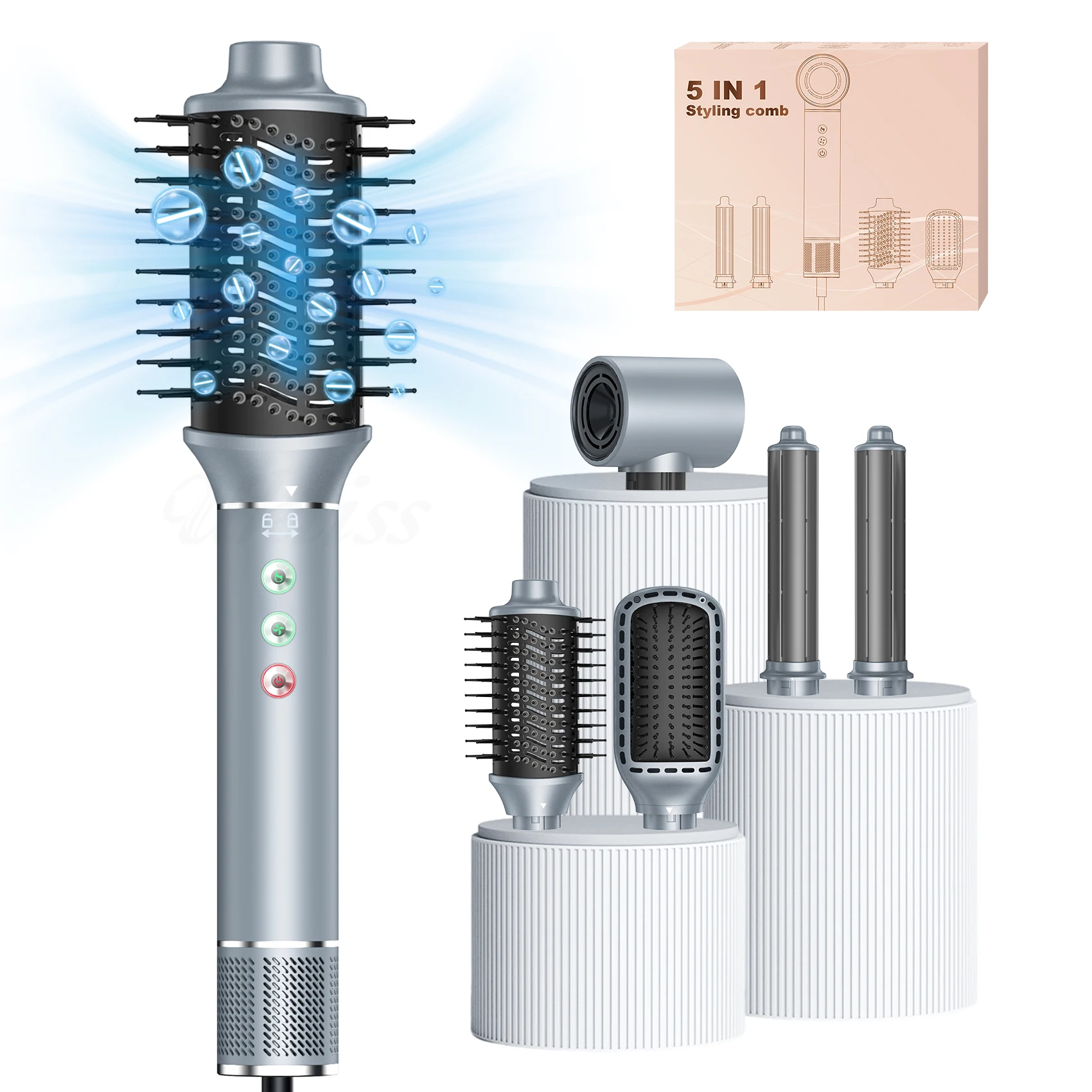 Professional 5 in 1 Hair Styler Hot Air Pick Electric Comb Hot Air Brush Hair Multi Style Airbrush Automatic Curling Iron
Professional 5 in 1 Hair Styler Hot Air Pick Electric Comb Hot Air Brush Hair Multi Style Airbrush Automatic Curling Iron