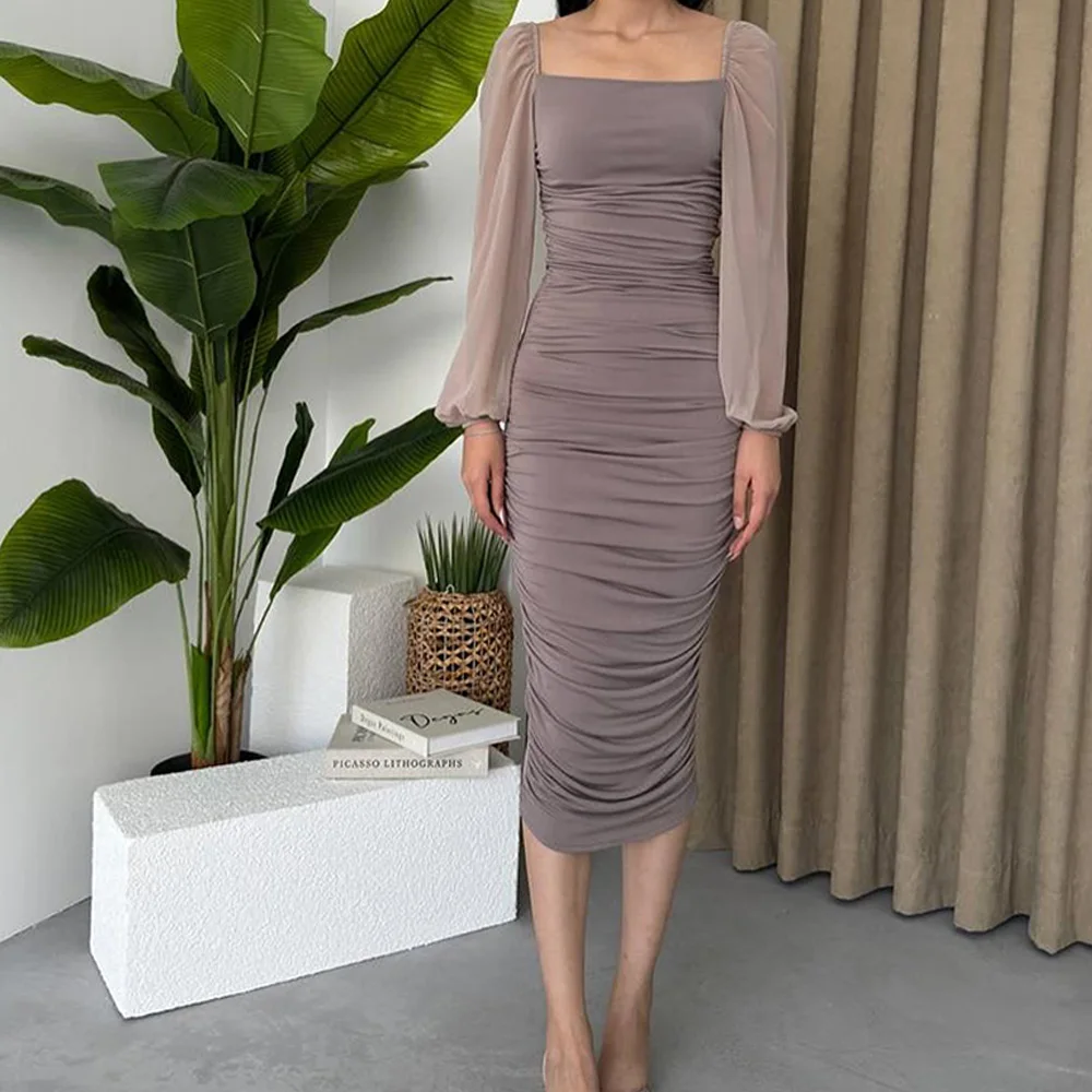 CustomizedSquare Neck Straight Pleats Tea Length Saudi Arabia Evening Gowns Solid Color Women Fashion Dresses For Formal Occasio
CustomizedSquare Neck Straight Pleats Tea Length Saudi Arabia Evening Gowns Solid Color Women Fashion Dresses For Formal Occasio