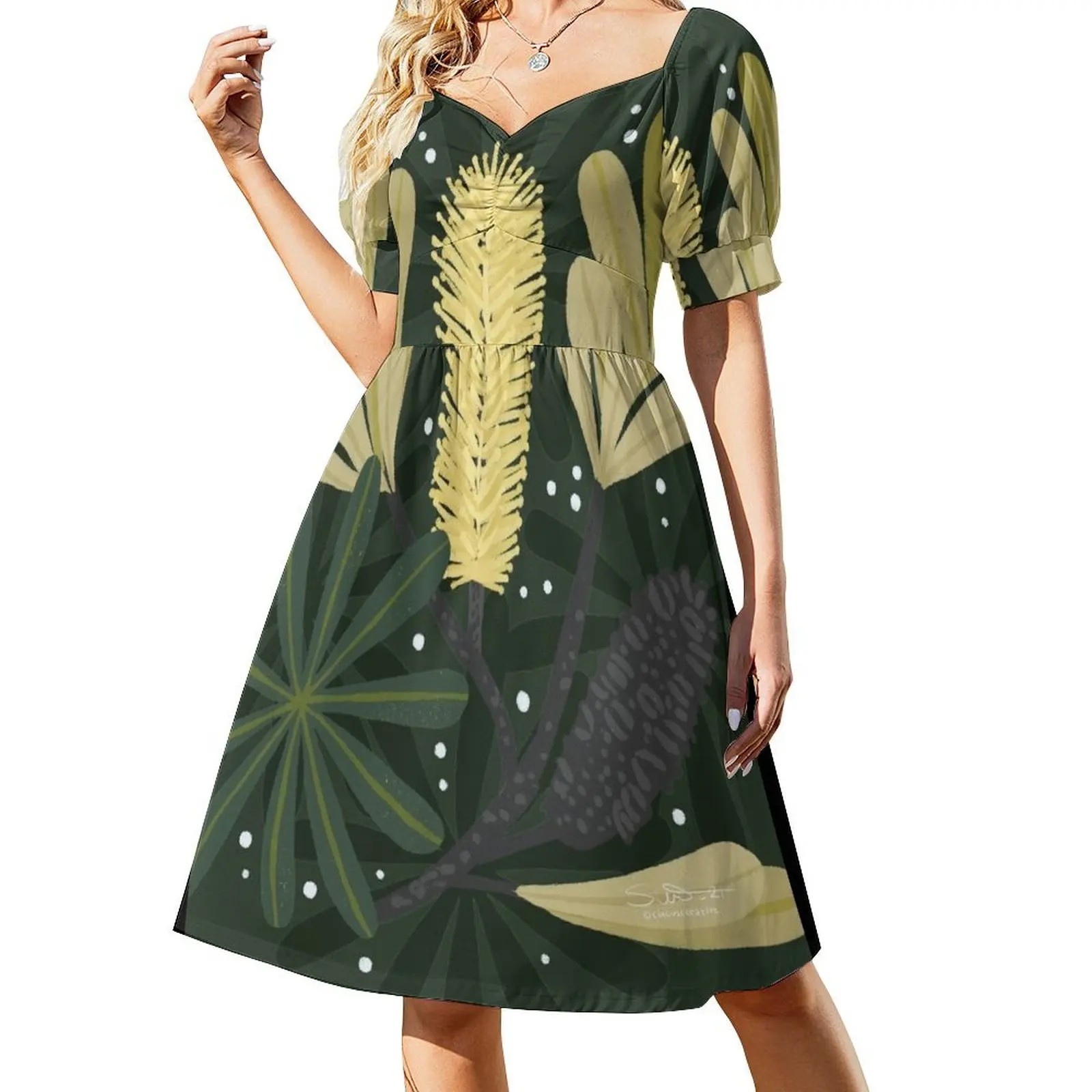 Australian Lemon Bottlebrush in Dark Green Palette Short-Sleeved Dress Women's clothing dresses summer
Australian Lemon Bottlebrush in Dark Green Palette Short-Sleeved Dress Women's clothing dresses summer