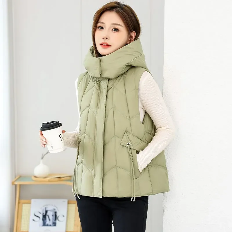 2025 Down Cotton Vest Women Parka Short Autumn Winter Jacket Coat New Korean Hooded Sleeveless Jacket Warm Female Waistcoat Top
2025 Down Cotton Vest Women Parka Short Autumn Winter Jacket Coat New Korean Hooded Sleeveless Jacket Warm Female Waistcoat Top