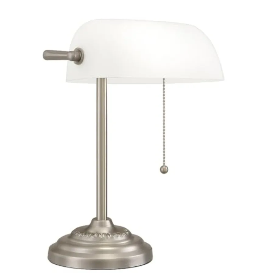 Bankers Desk Lamp with Glass Shade, Nickel Finish - Traditional Desk Light for Home Office, Reading, Piano, Bedside
Bankers Desk Lamp with Glass Shade, Nickel Finish - Traditional Desk Light for Home Office, Reading, Piano, Bedside