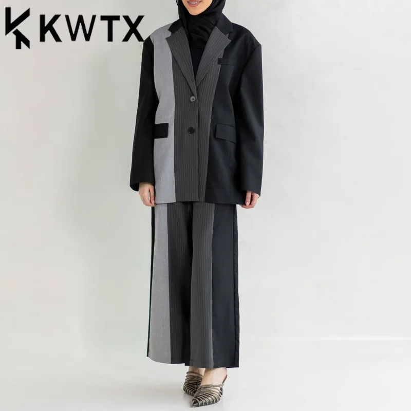 KWTX 2025 Spring Summer Women's Two-Tone Suit Set Blazer & Pants Office Chic Casual Two Piece Outfit
KWTX 2025 Spring Summer Women's Two-Tone Suit Set Blazer & Pants Office Chic Casual Two Piece Outfit