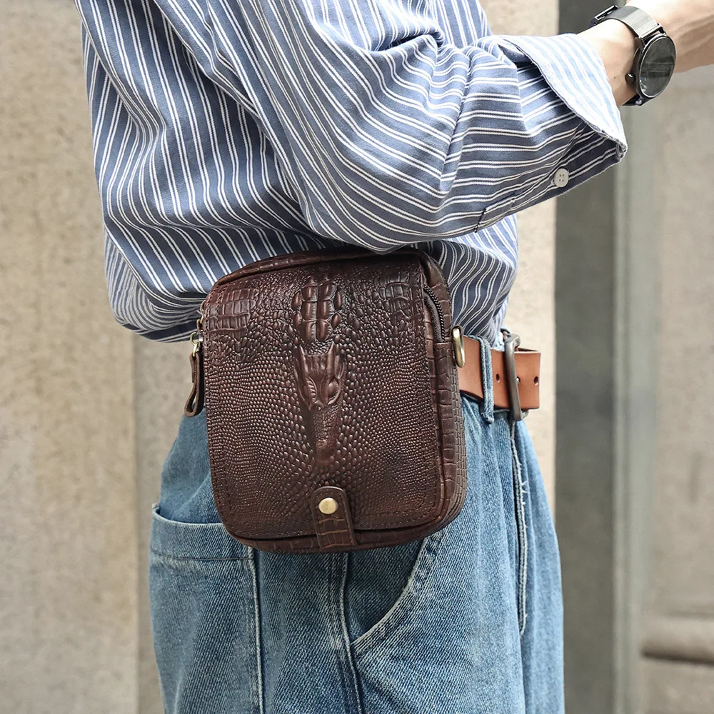 Multifunctional crocodile pattern crossbody men's shoulder bag first layer cowhide wear belt leather fanny pack fashion accessor
Multifunctional crocodile pattern crossbody men's shoulder bag first layer cowhide wear belt leather fanny pack fashion accessor