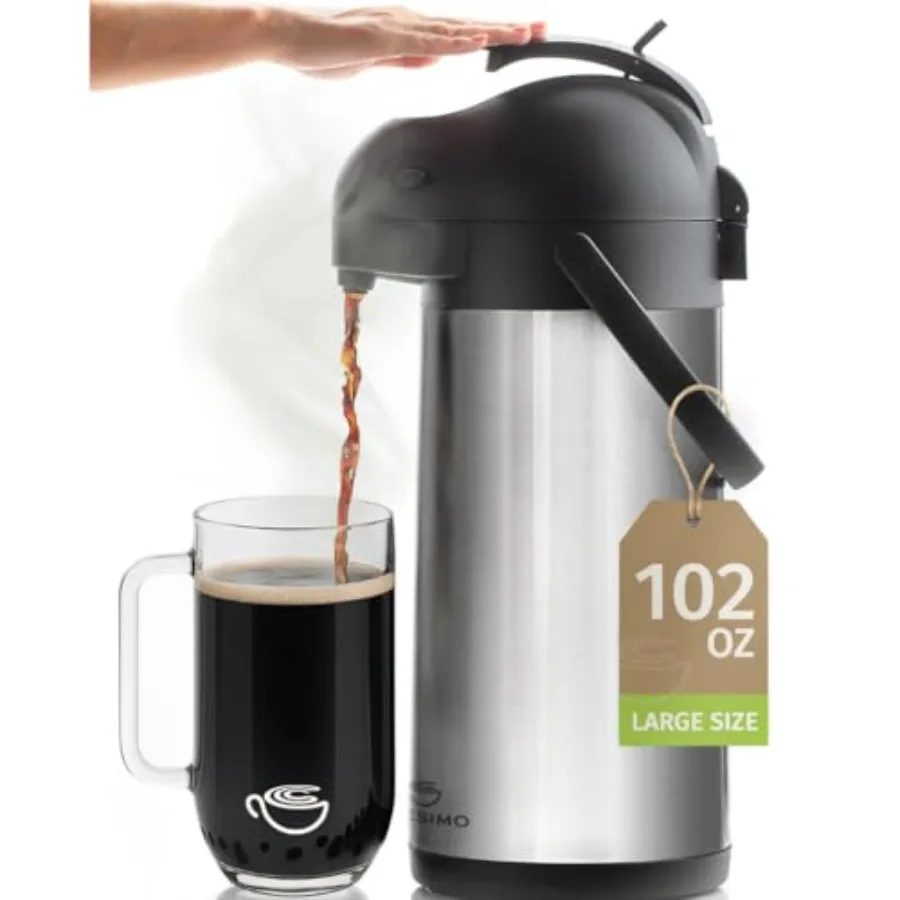 Coffee Carafe with Pump -/ 3L Airpot 12 Hours Large Hot Water Carafe, Cocoa Dispenser for Parties - Tea Flask, Insulated Stainl
Coffee Carafe with Pump -/ 3L Airpot 12 Hours Large Hot Water Carafe, Cocoa Dispenser for Parties - Tea Flask, Insulated Stainl