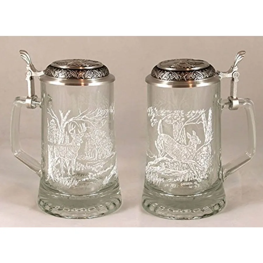 JAMES MEGER GLASS WHITE TAIL DEER STEIN, Etched German Glass Beer Stein w/ Pewter Lid, Made in Germany
JAMES MEGER GLASS WHITE TAIL DEER STEIN, Etched German Glass Beer Stein w/ Pewter Lid, Made in Germany