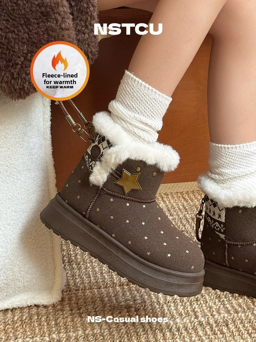 Women's Fleece Lined Snow Boots Thick Bottom Waterproof Winter Warm Cotton Shoes Short Booties Casual Style round Toe Boots
Women's Fleece Lined Snow Boots Thick Bottom Waterproof Winter Warm Cotton Shoes Short Booties Casual Style round Toe Boots