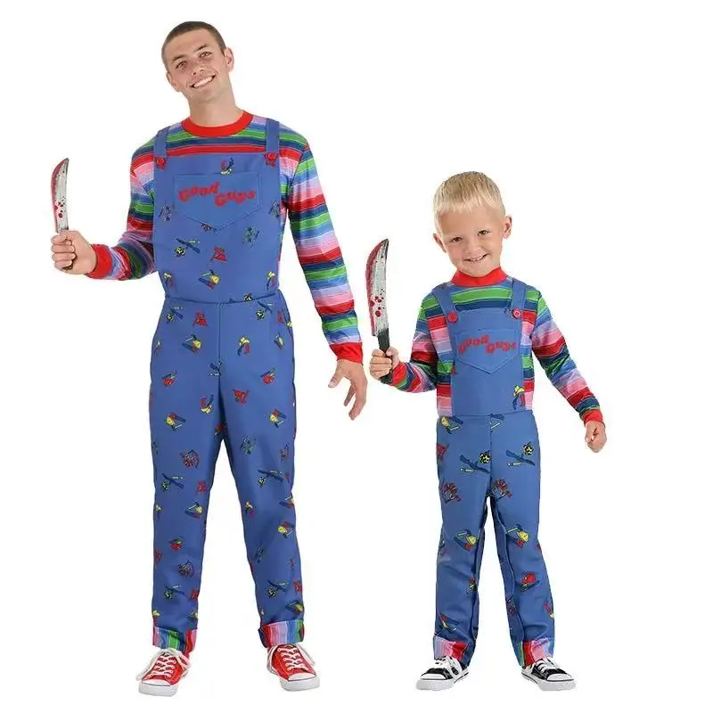 Adult Kids Chucky Tiffan Cosplay Costume Horror Ghost Doll Clown Shirt Jumpsuit Chucky Overalls Set Halloween Carnival Suit
Adult Kids Chucky Tiffan Cosplay Costume Horror Ghost Doll Clown Shirt Jumpsuit Chucky Overalls Set Halloween Carnival Suit