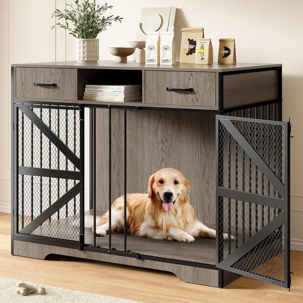 Large Wooden Dog Crate TV Stand, Heavy Duty Kennel with 2 Drawers, Multifunctional Decorative XL Furniture for Medium & Large Br
Large Wooden Dog Crate TV Stand, Heavy Duty Kennel with 2 Drawers, Multifunctional Decorative XL Furniture for Medium & Large Br