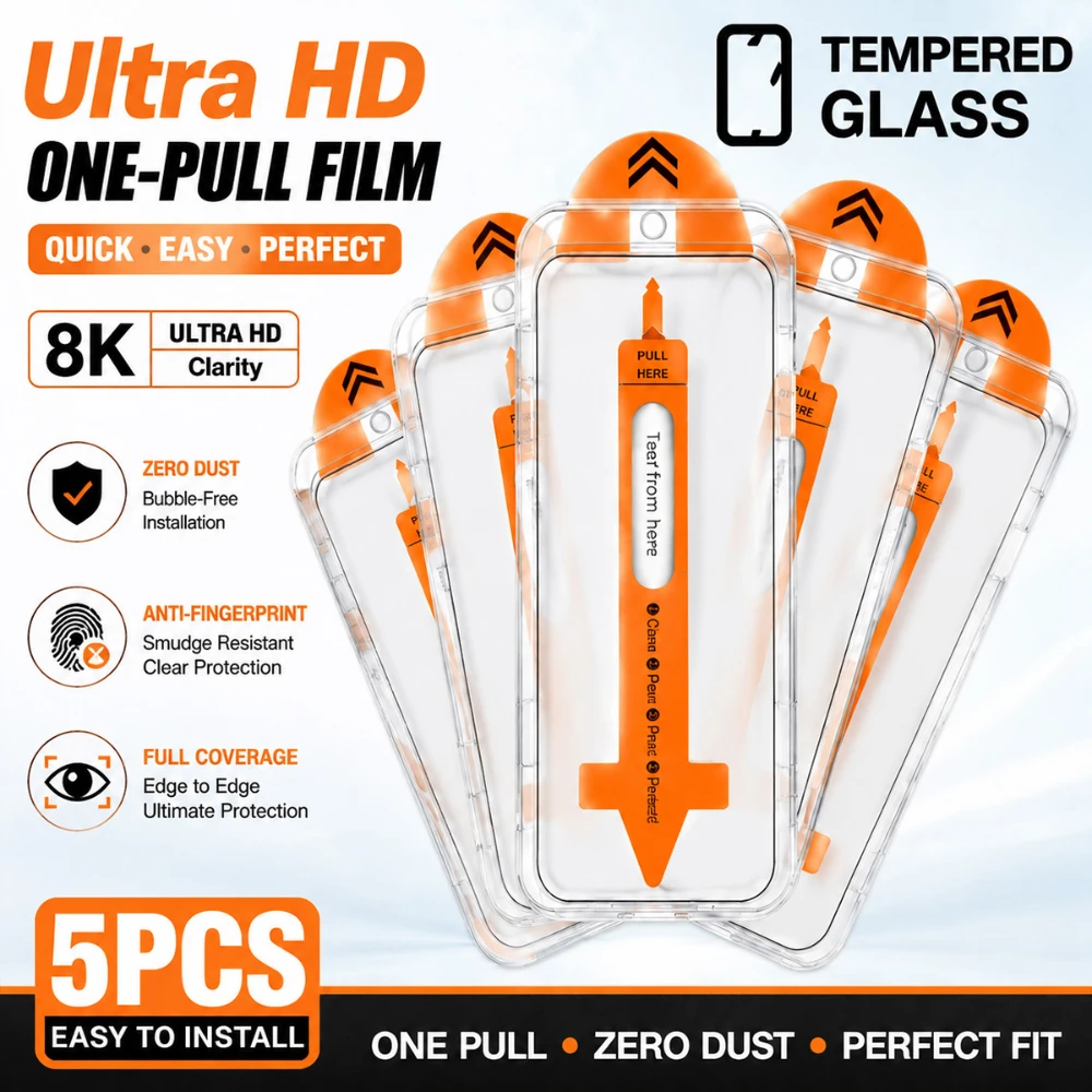 NNBILI 5pcs 9H+ Ultra Clear Tempered Glass Screen Protector, One-Click Install,for iPhone 17 16 15 14 13 12 11 Pro Max 17Air 17
NNBILI 5pcs 9H+ Ultra Clear Tempered Glass Screen Protector, One-Click Install,for iPhone 17 16 15 14 13 12 11 Pro Max 17Air 17