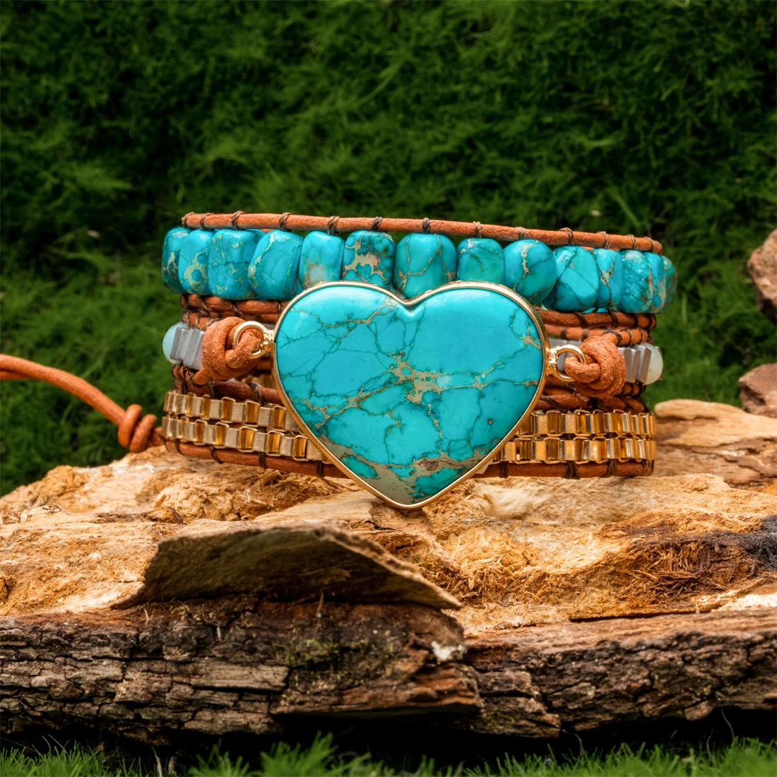 Vintage Leather Wrap Bracelets Heart Shape Jasper Stone 3 Strands Bracelet Classic Handmade Jewelry
Vintage Leather Wrap Bracelets Heart Shape Jasper Stone 3 Strands Bracelet Classic Handmade Jewelry