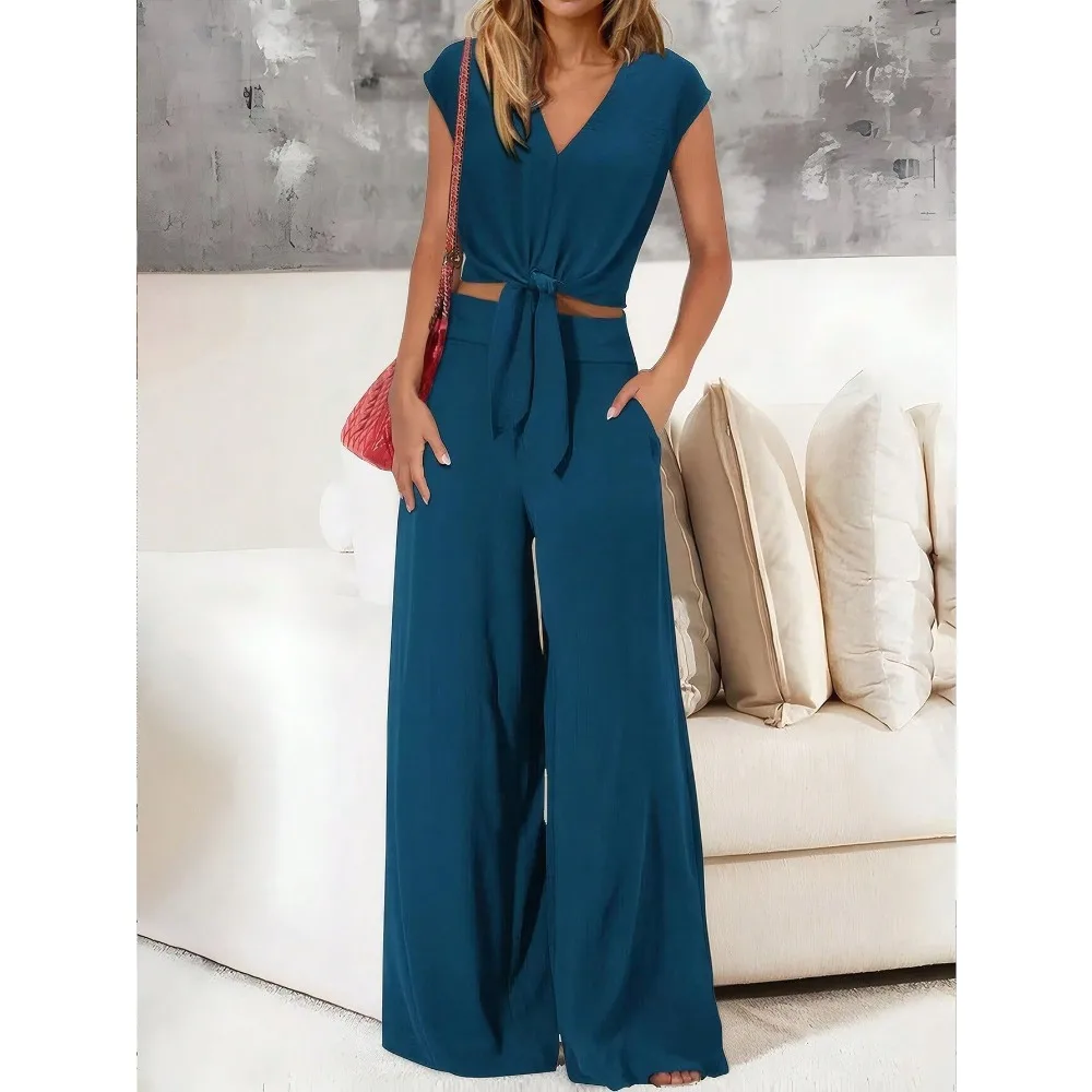 Женская мода больших размеров, осенний комплект из двух предметов, широкие светодиодные длинные брюки, женские повседневные однотонные майки и брюки со шнурком
Женская мода больших размеров, осенний комплект из двух предметов, широкие светодиодные длинные брюки, женские повседневные однотонные майки и брюки со шнурком