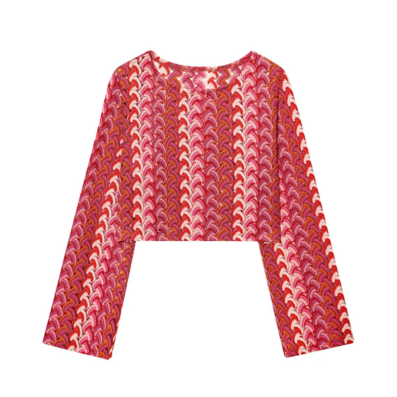 Multicolor Striped Crochet Knitted Long Sleeves T Shirt Women Casual Short Autumn Tees
Multicolor Striped Crochet Knitted Long Sleeves T Shirt Women Casual Short Autumn Tees