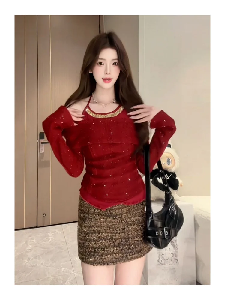 Sexy Trendy Long Sve Knitted Sweater oulder Bared Drill Glitter Slimming Commute Sle Korean Version Women's Inner Wear
Sexy Trendy Long Sve Knitted Sweater oulder Bared Drill Glitter Slimming Commute Sle Korean Version Women's Inner Wear