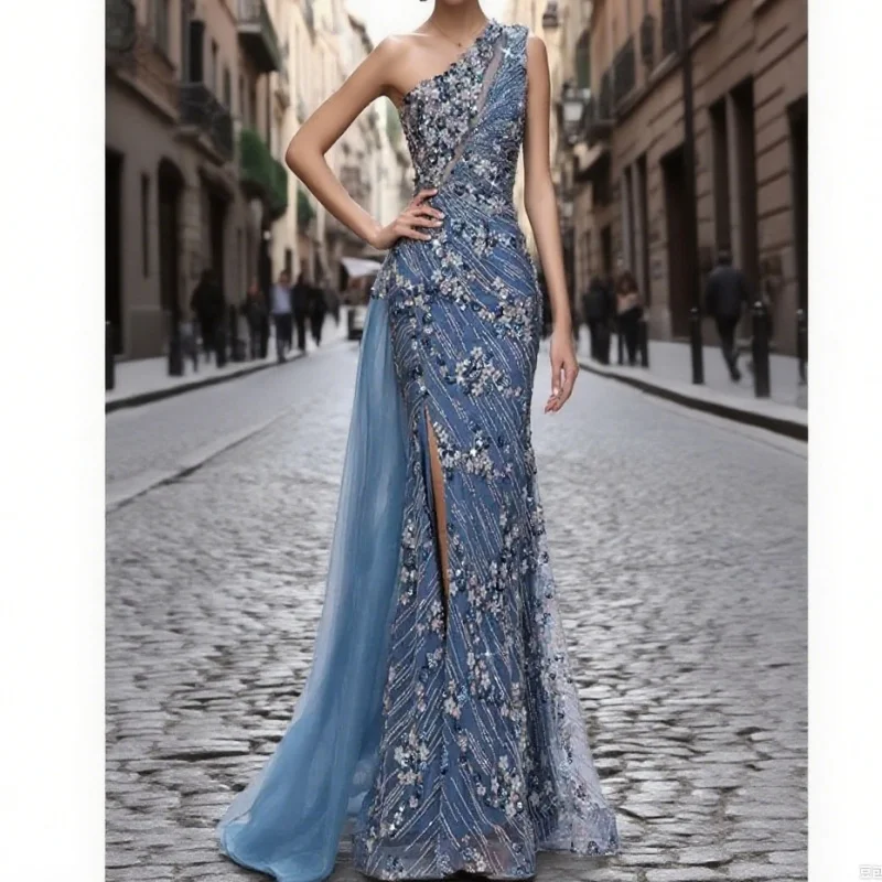 Sequins High Quality One Shoulder Mermaid Sleeveless Floor Length Celebrity Gowns Exquisite Sparkle Mermaid Prom Dress Customize
Sequins High Quality One Shoulder Mermaid Sleeveless Floor Length Celebrity Gowns Exquisite Sparkle Mermaid Prom Dress Customize