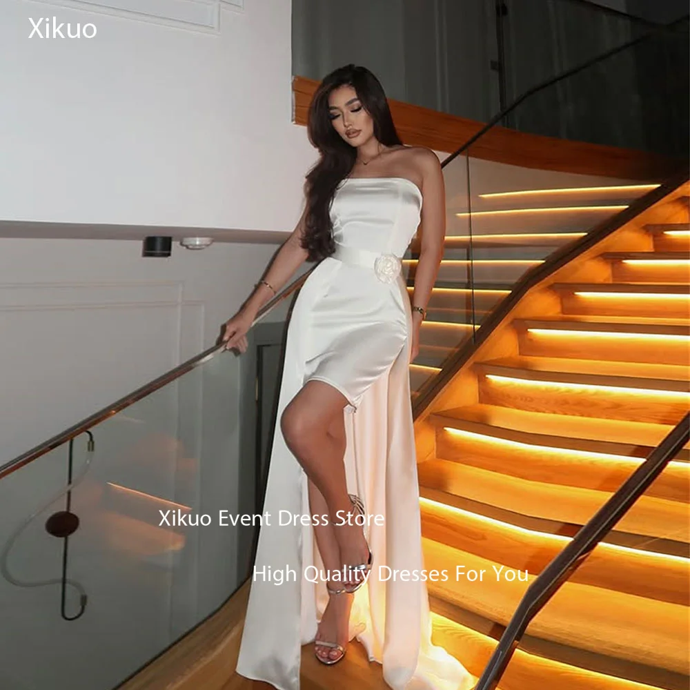 Xikuo High Low Elegant Satin Prom Gowns Strapless Floral Belt Evening Dresses Sleeveless 2025 Wedding Party Dress Customized
Xikuo High Low Elegant Satin Prom Gowns Strapless Floral Belt Evening Dresses Sleeveless 2025 Wedding Party Dress Customized