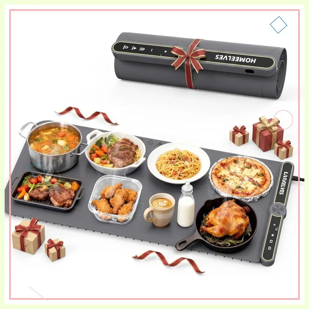 Electric Food Warming Mat, 450W Rapid Heating Tray, 9 Temp Settings, 6H Timer, Foldable, Gray
Electric Food Warming Mat, 450W Rapid Heating Tray, 9 Temp Settings, 6H Timer, Foldable, Gray