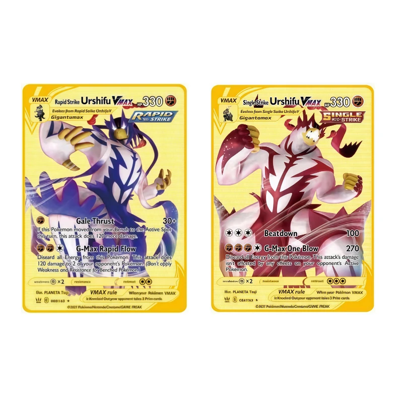 Urshifu Pokemon Metal Card 10000 Points Arceus Charizard Raichu Super Card Golden English Mewtwo Vmax GX EX Christmas Gift
Urshifu Pokemon Metal Card 10000 Points Arceus Charizard Raichu Super Card Golden English Mewtwo Vmax GX EX Christmas Gift