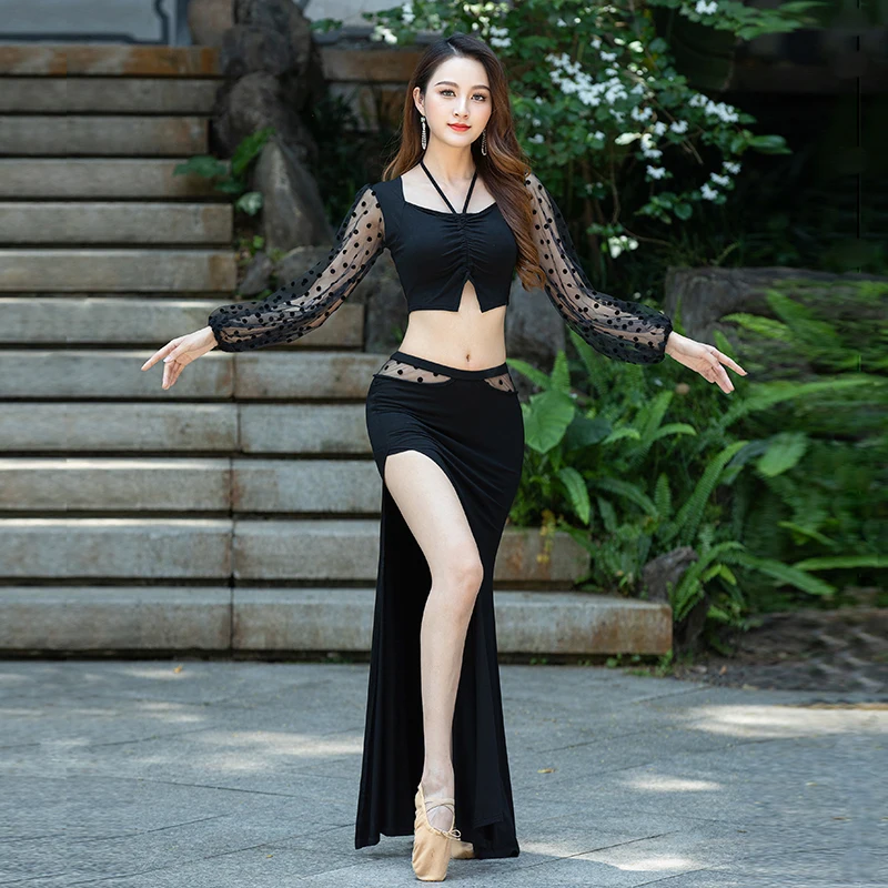 Belly Dance Costume Set Long Sleeves Top+split Skirt 2pcs Female Practice Skirt Oriental Clothes Set Girl Belly Dancing Outfit
Belly Dance Costume Set Long Sleeves Top+split Skirt 2pcs Female Practice Skirt Oriental Clothes Set Girl Belly Dancing Outfit