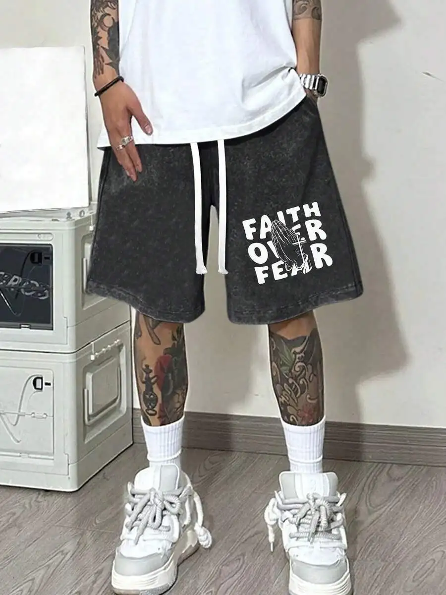 Faith Over Fear Black Acid Wash Denim Shorts Men Loose Fit Casual Streetwear Summer
Faith Over Fear Black Acid Wash Denim Shorts Men Loose Fit Casual Streetwear Summer