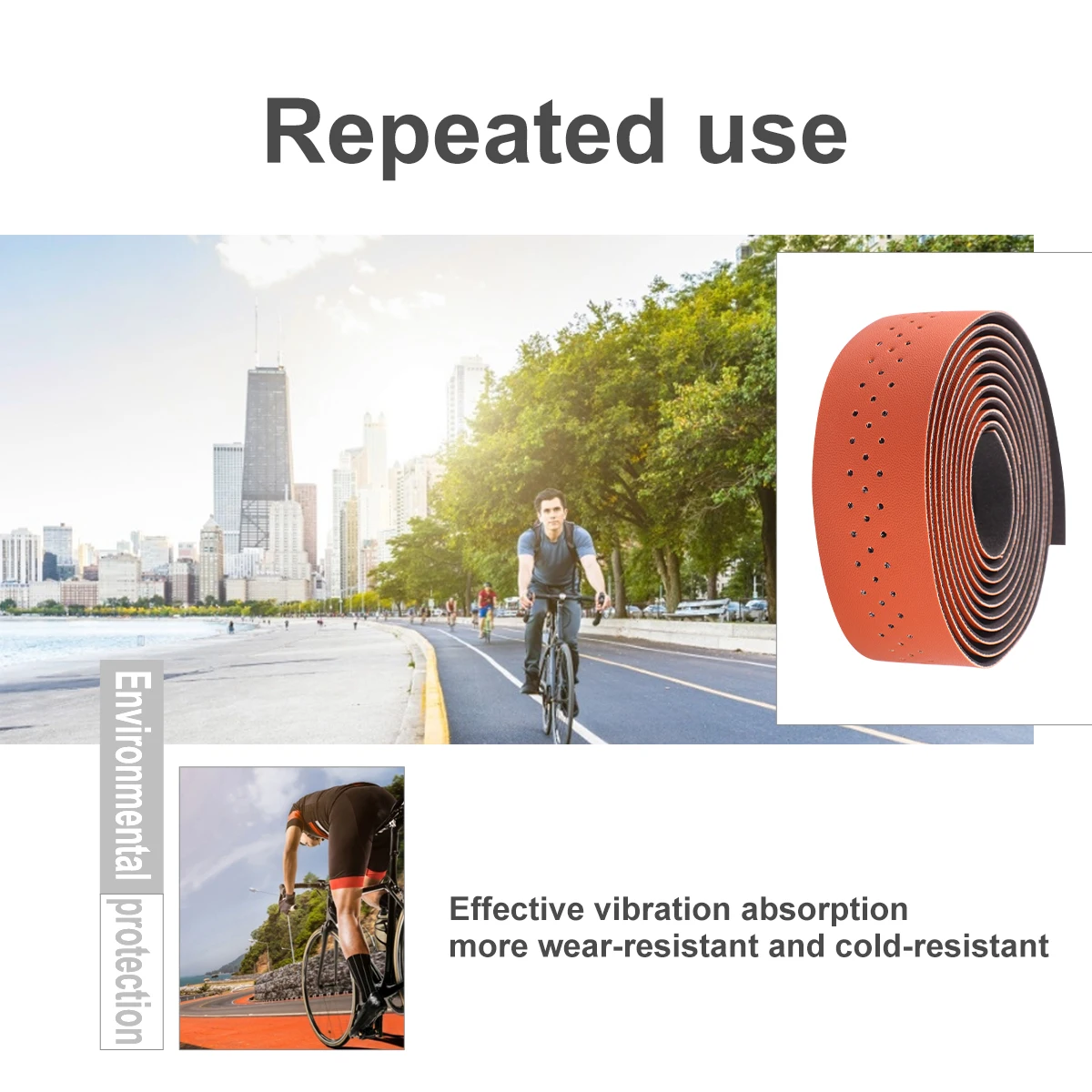 Shock Absorbant Handlebar Tape Brown PU Bike Strap Punching Wrap Belt Suitable Bicycle Mountain Road Great Grip
Shock Absorbant Handlebar Tape Brown PU Bike Strap Punching Wrap Belt Suitable Bicycle Mountain Road Great Grip