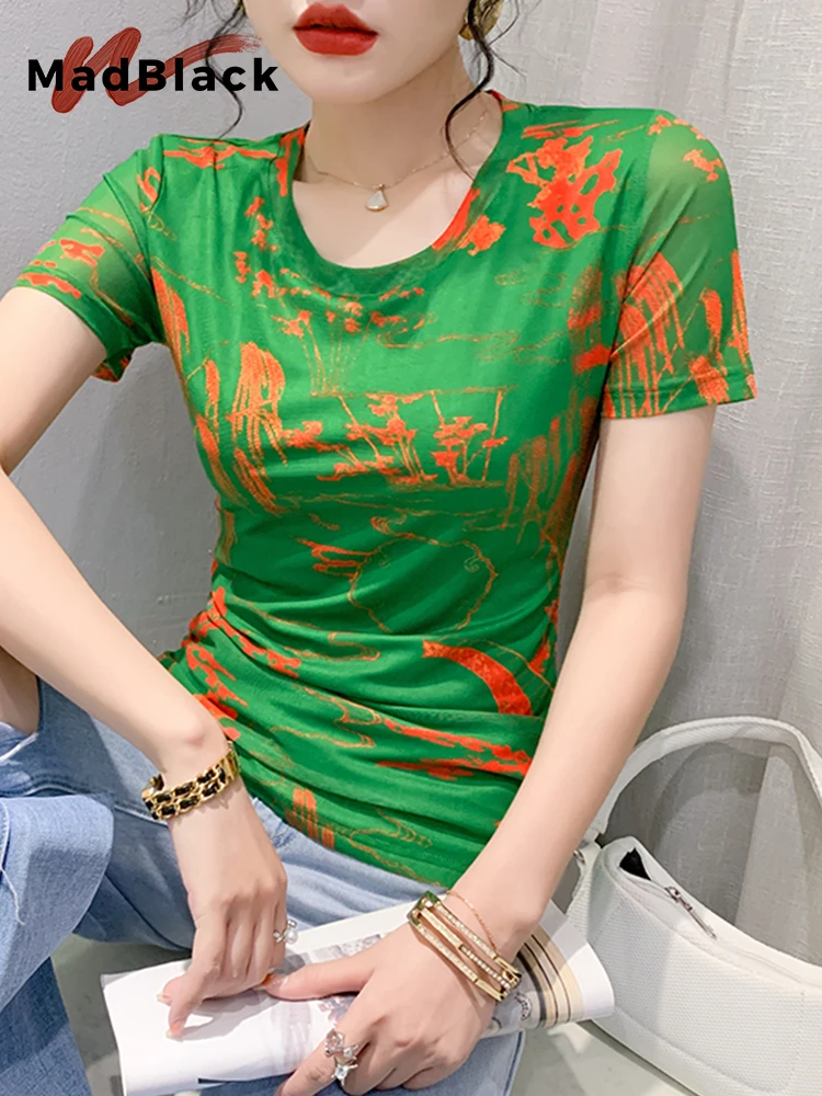 MadBlack Summer European Clothes O Necks T-Shirt Women Chic Sexy Printing Slim Mesh Tops Short Sleeve Elastic Casual Tee T34808X
MadBlack Summer European Clothes O Necks T-Shirt Women Chic Sexy Printing Slim Mesh Tops Short Sleeve Elastic Casual Tee T34808X