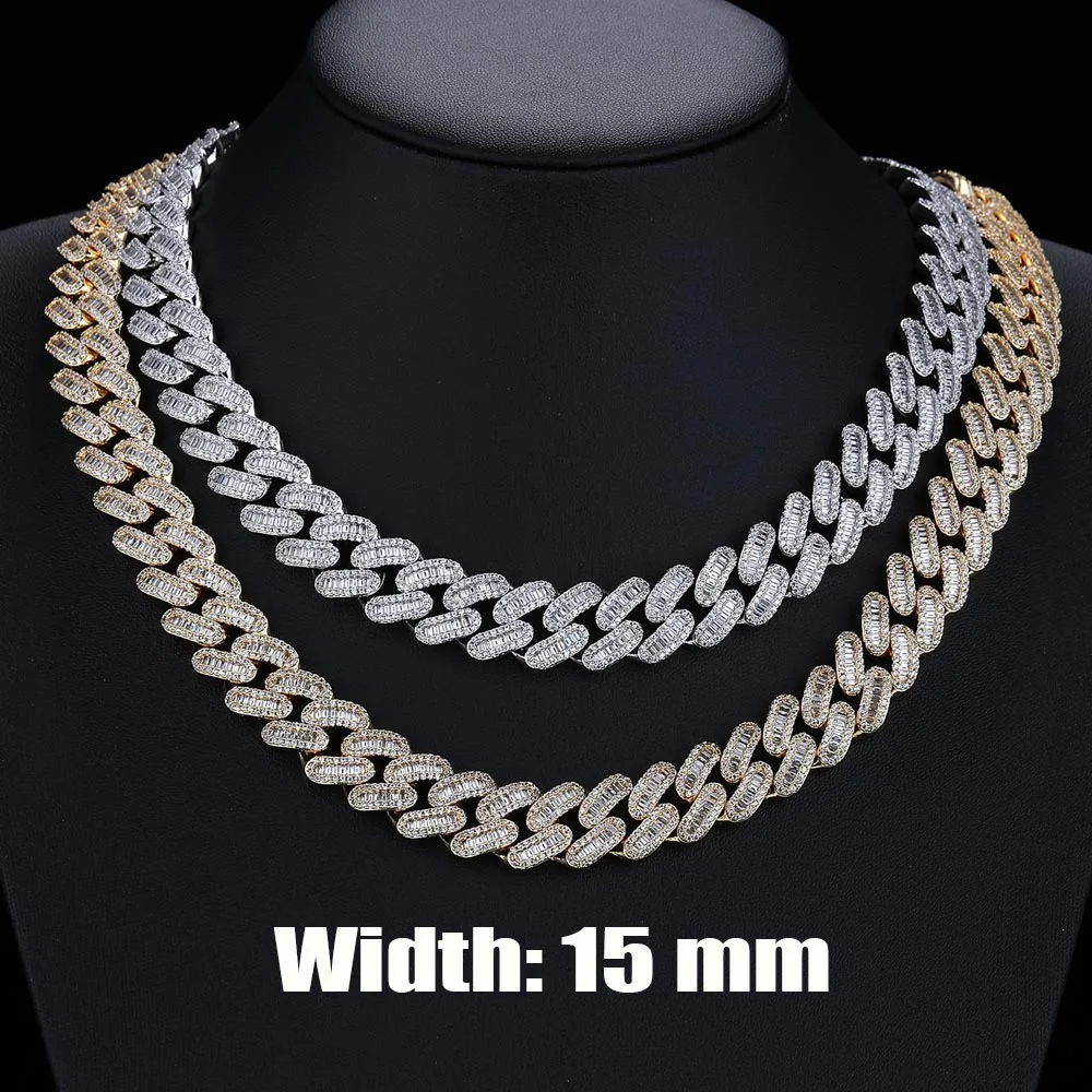 15mm Cuban Bracelet Chain Bling Iced Cz Rectangle Diamond Prong Setting Cuban Link Necklace Men Homme Hip Hop Jewelry Gift
15mm Cuban Bracelet Chain Bling Iced Cz Rectangle Diamond Prong Setting Cuban Link Necklace Men Homme Hip Hop Jewelry Gift