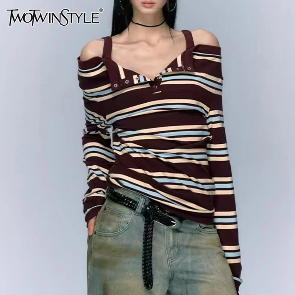 TWOTWINSTYLE хитовые цветные свободные футболки для женщин с разрезом на шее и длинными рукавами, темпераментная минималистичная футболка, женская мода
TWOTWINSTYLE хитовые цветные свободные футболки для женщин с разрезом на шее и длинными рукавами, темпераментная минималистичная футболка, женская мода