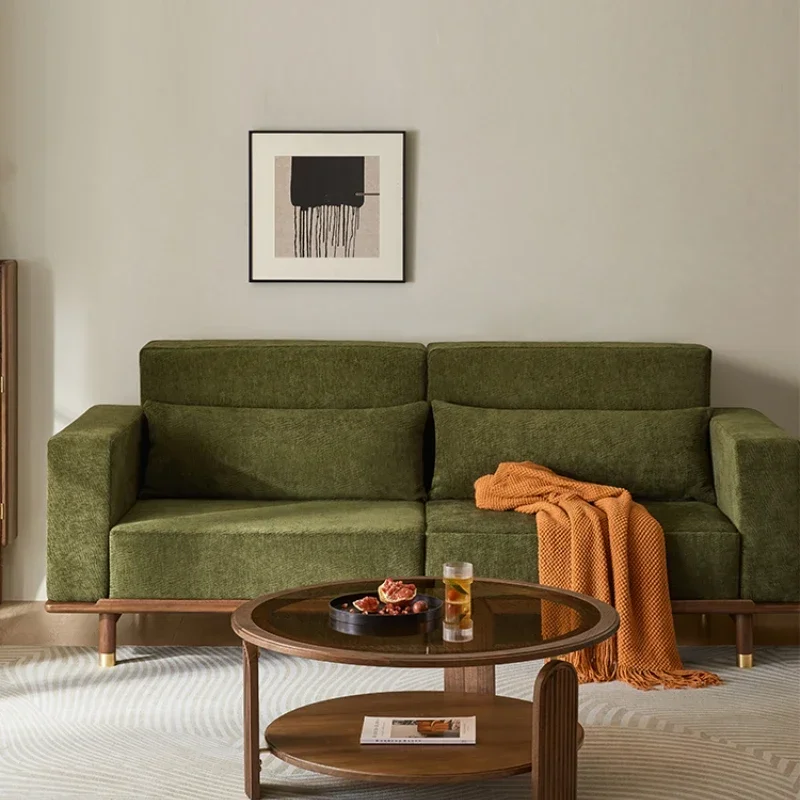 Fabric Sofa Retro Solid Wood Three-Seat Small Apartment Living Room Modern Minimalist Black Walnut Wooden Furniture
Fabric Sofa Retro Solid Wood Three-Seat Small Apartment Living Room Modern Minimalist Black Walnut Wooden Furniture