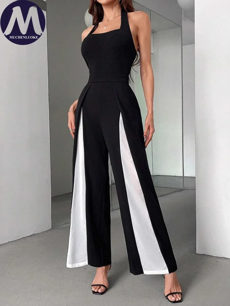Jumpsuits for Woman Summer New Sexy Color Block Sleeveless Sling Jumpsuit Fashionable Slim Fit Backless Straight Leg Jumpsuit
Jumpsuits for Woman Summer New Sexy Color Block Sleeveless Sling Jumpsuit Fashionable Slim Fit Backless Straight Leg Jumpsuit