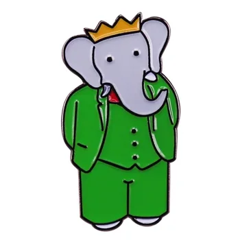 Babar 코끼리 에나멜 핀, 프랑스 동화 캐릭터 배지, 배낭 장식 쥬얼리