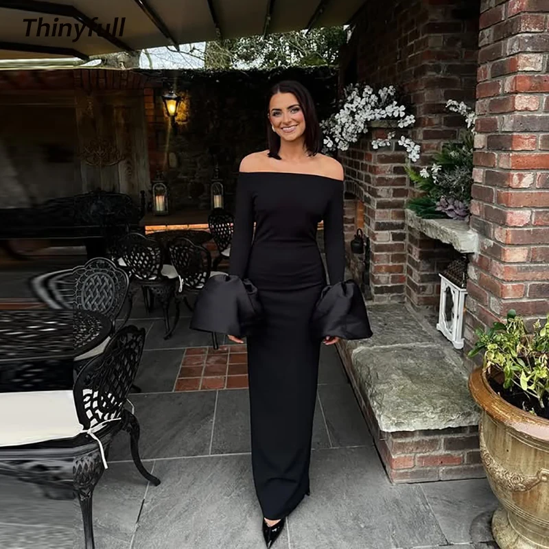 Thinyfull Mermaid Satin Black Prom Dresses Off Shoulder Arab Evening Party Gown Dubai Special Occasion Dress Customized
Thinyfull Mermaid Satin Black Prom Dresses Off Shoulder Arab Evening Party Gown Dubai Special Occasion Dress Customized