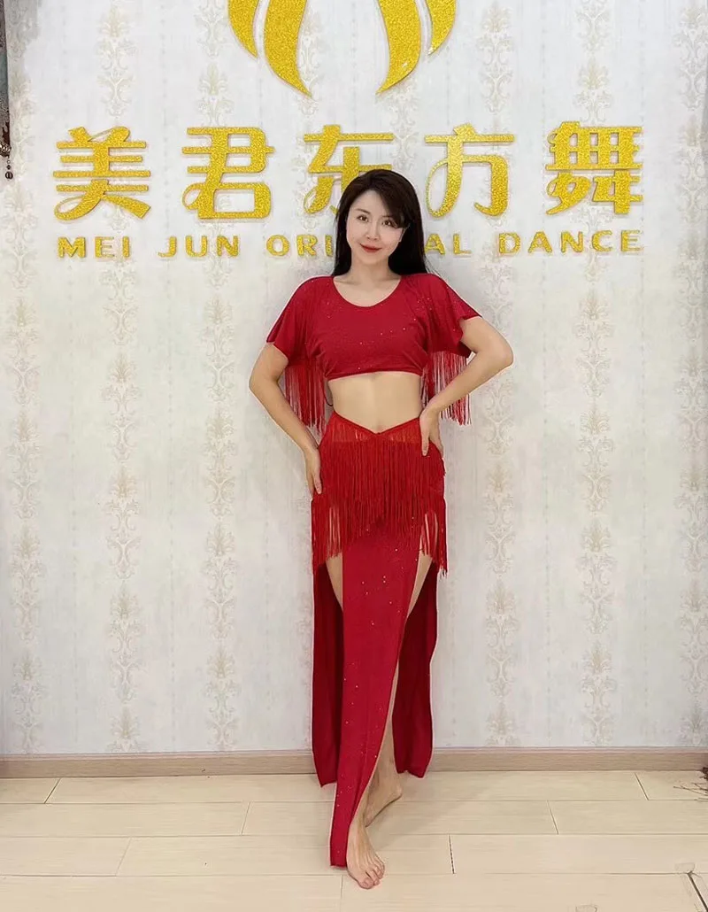 Belly Dance Costume Suit for Women Customzied Adult Children Short Sleeves Top+split Tassek Skirt 2pcs Oriental Bellydance Wear
Belly Dance Costume Suit for Women Customzied Adult Children Short Sleeves Top+split Tassek Skirt 2pcs Oriental Bellydance Wear