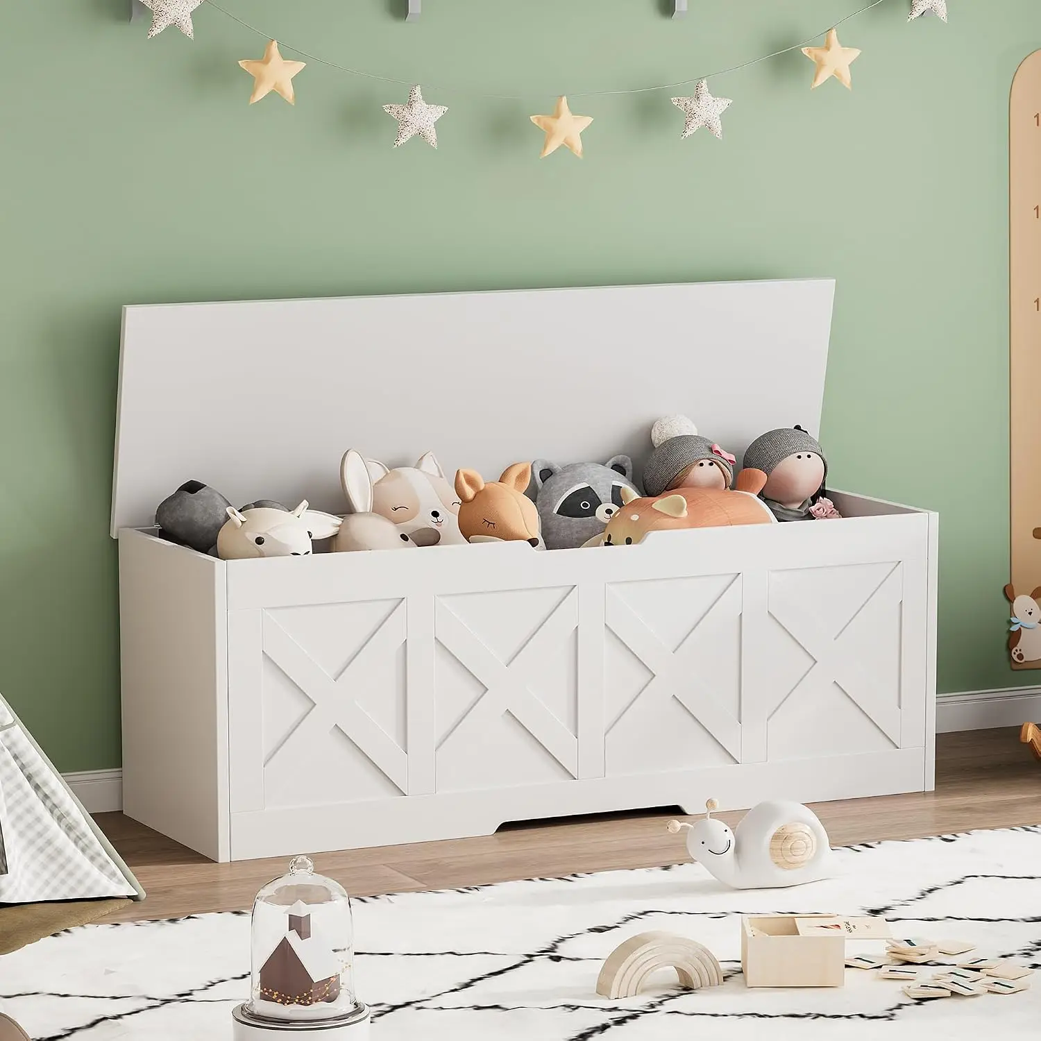 Modern Farmhouse Extra Large Wooden Storage Chest Bench 47.2 Inch Toy Box With Slow Closing Safety Hinge Decorative X Panel Entryway Shoe Bench For Blanket Bedroom Living Room, White
Modern Farmhouse Extra Large Wooden Storage Chest Bench 47.2 Inch Toy Box With Slow Closing Safety Hinge Decorative X Panel Entryway Shoe Bench For Blanket Bedroom Living Room, White