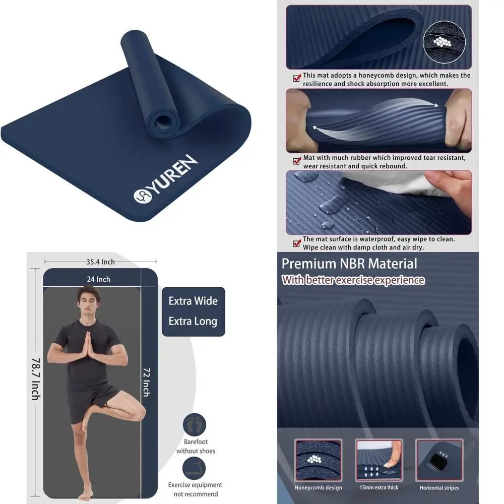 Thick Large Yoga Mats for Men and Women - 78x35 Inch Exercise Mat with Carrying Bag for Home Gym Workouts
Thick Large Yoga Mats for Men and Women - 78x35 Inch Exercise Mat with Carrying Bag for Home Gym Workouts