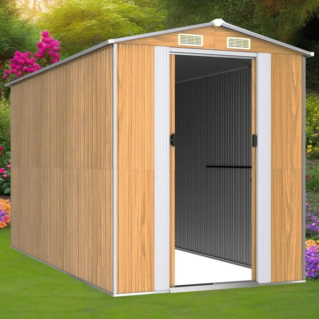 Light Brown Garden Shed 75.6x140.6x87.8 cm Durable Galvanized Steel Storage Outdoor Solutions
Light Brown Garden Shed 75.6x140.6x87.8 cm Durable Galvanized Steel Storage Outdoor Solutions