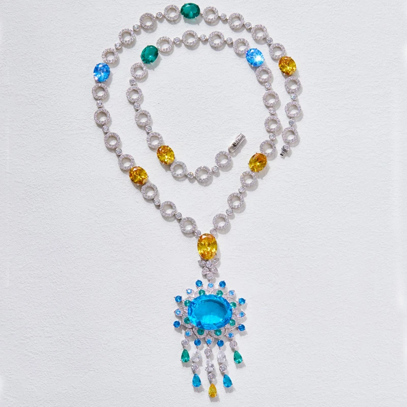 New Luxury Fashion Long Necklace Flower Maple Blue Green Crystal Pendant Women Gorgeous Evening Dresses Dinner Party Jewelry
New Luxury Fashion Long Necklace Flower Maple Blue Green Crystal Pendant Women Gorgeous Evening Dresses Dinner Party Jewelry