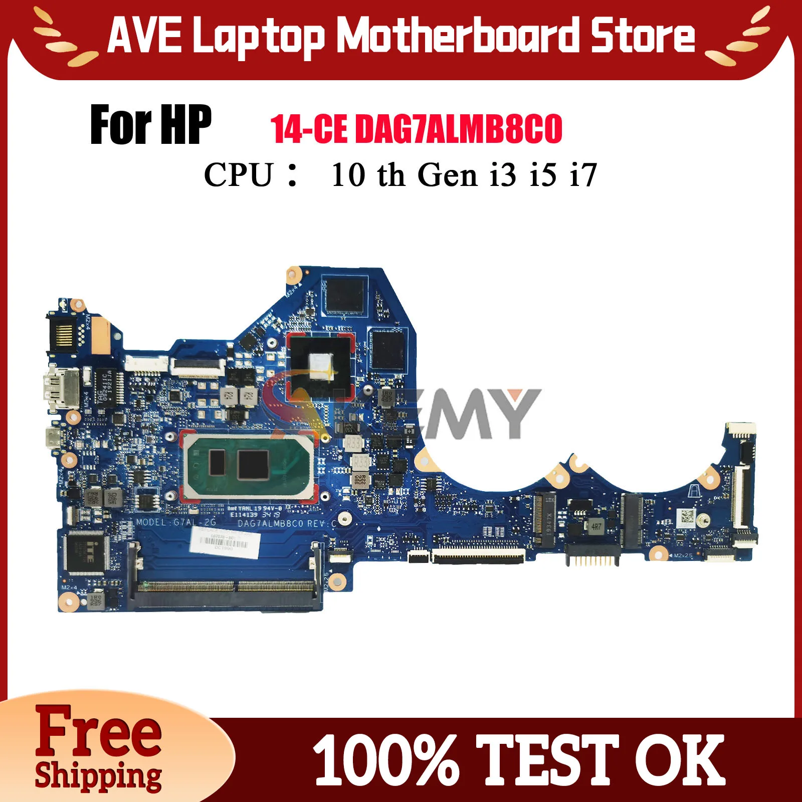 DAG7ALMB8C0 For HP Pavilion 14-CE Laptop Motherboard With i3 i5 10th Gen CPU MX250 2GB GPU L67082-601 100% Fully Tested
DAG7ALMB8C0 For HP Pavilion 14-CE Laptop Motherboard With i3 i5 10th Gen CPU MX250 2GB GPU L67082-601 100% Fully Tested