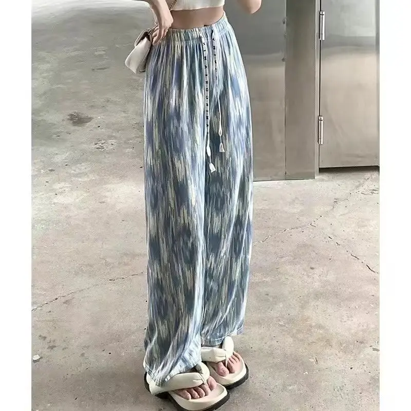 Summer Ice Silk Wide Leg Pants Women High Waist Thin Style Tie Dye Loose Slimming Casual Floor Length Pants
Summer Ice Silk Wide Leg Pants Women High Waist Thin Style Tie Dye Loose Slimming Casual Floor Length Pants
