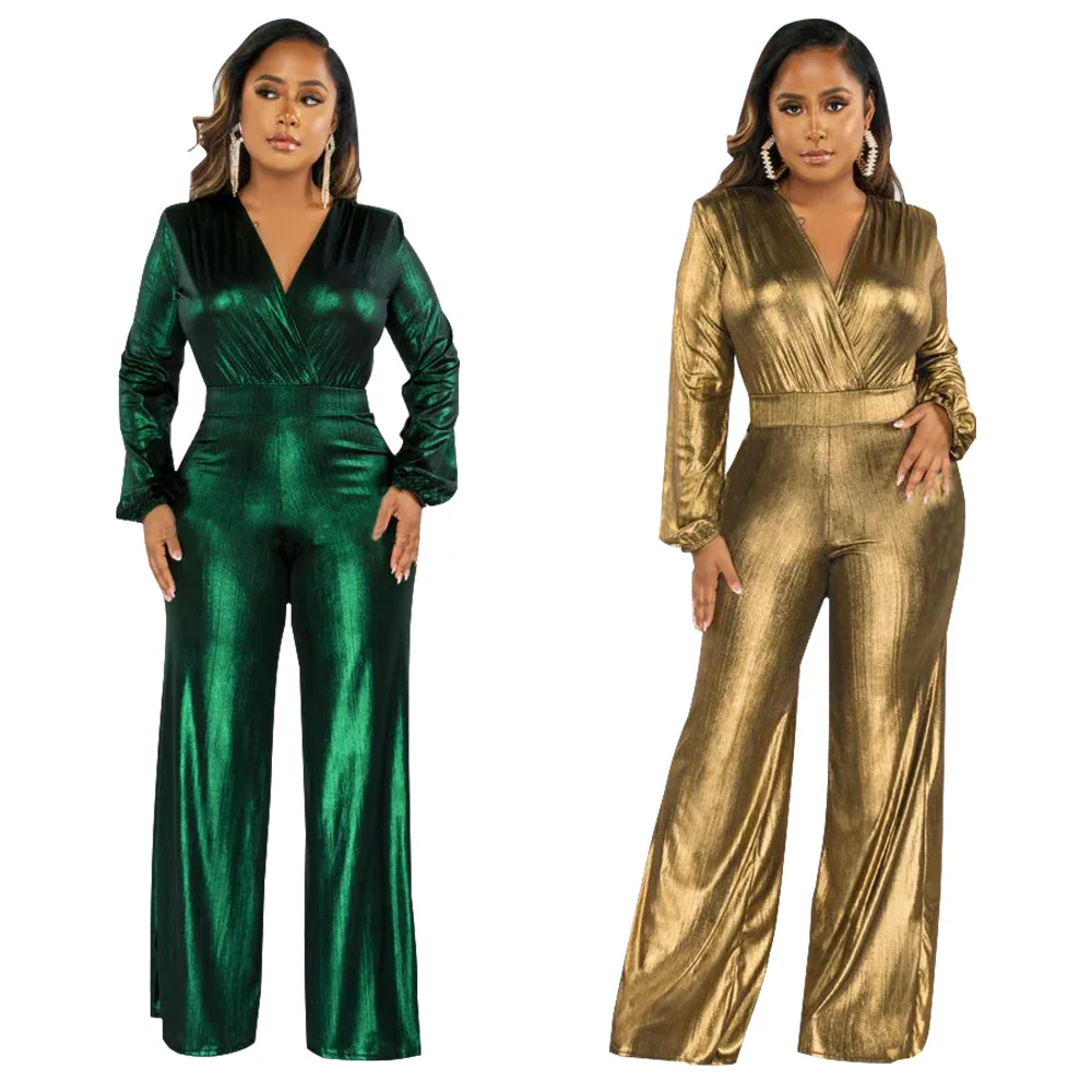 Women's Solid Color Sexy V-neck Lantern Sleeve Hot Stamping Jumpsuit for Spring and Summer 2025
Women's Solid Color Sexy V-neck Lantern Sleeve Hot Stamping Jumpsuit for Spring and Summer 2025