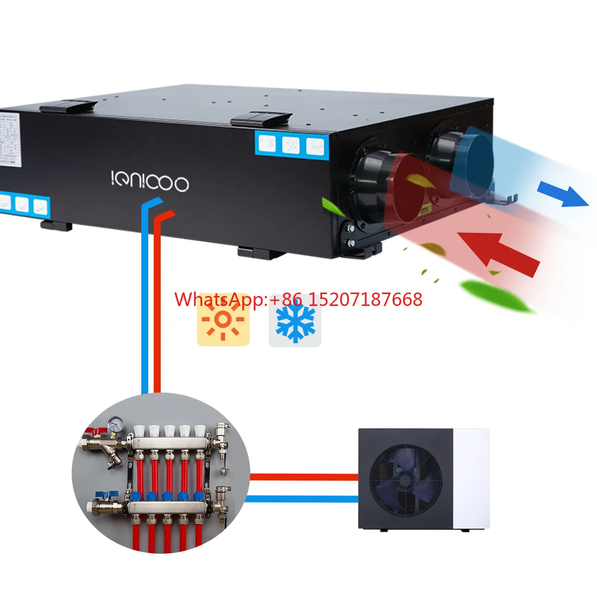 500 m3/h Airflow Double flow Energy ventilation system with hot water coil for house or department ventilation
500 m3/h Airflow Double flow Energy ventilation system with hot water coil for house or department ventilation