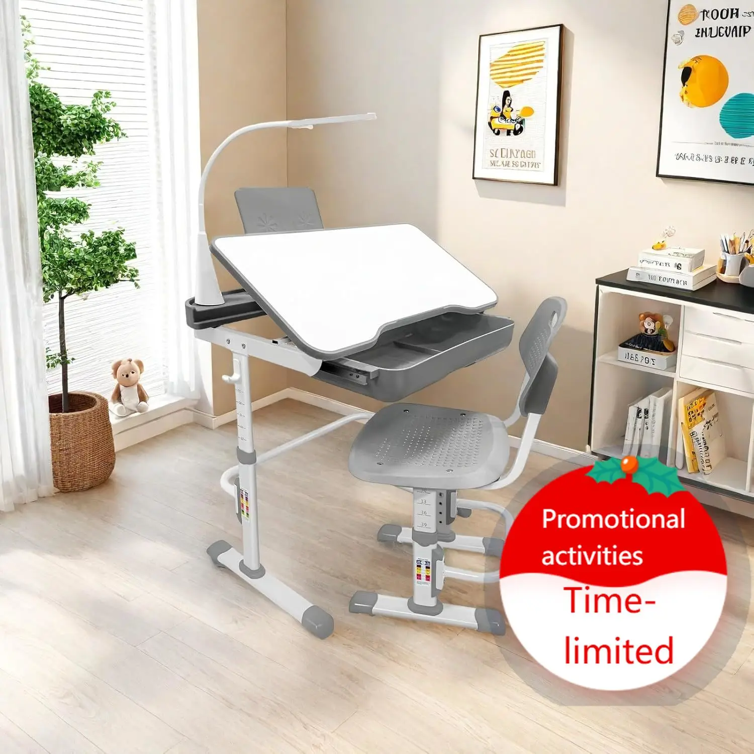 Kids Desk and Chair Set,Height Adjustable,Spacious Storage Drawer,with Adjustable Tilted Desktop, Bookstand, Touch Led Lamp for
Kids Desk and Chair Set,Height Adjustable,Spacious Storage Drawer,with Adjustable Tilted Desktop, Bookstand, Touch Led Lamp for