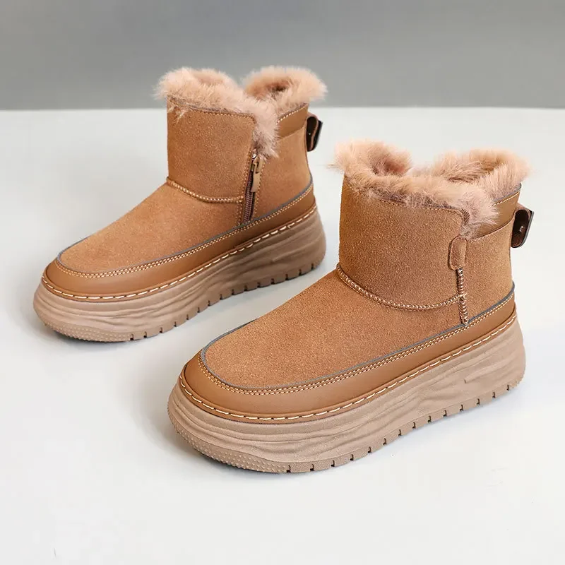 2025 New Winter Padded Plush Snow Boots Women Solid Color Mid-Top Heightened Casual Shoes Warm Platform Girl'S Cotton Boots
2025 New Winter Padded Plush Snow Boots Women Solid Color Mid-Top Heightened Casual Shoes Warm Platform Girl'S Cotton Boots