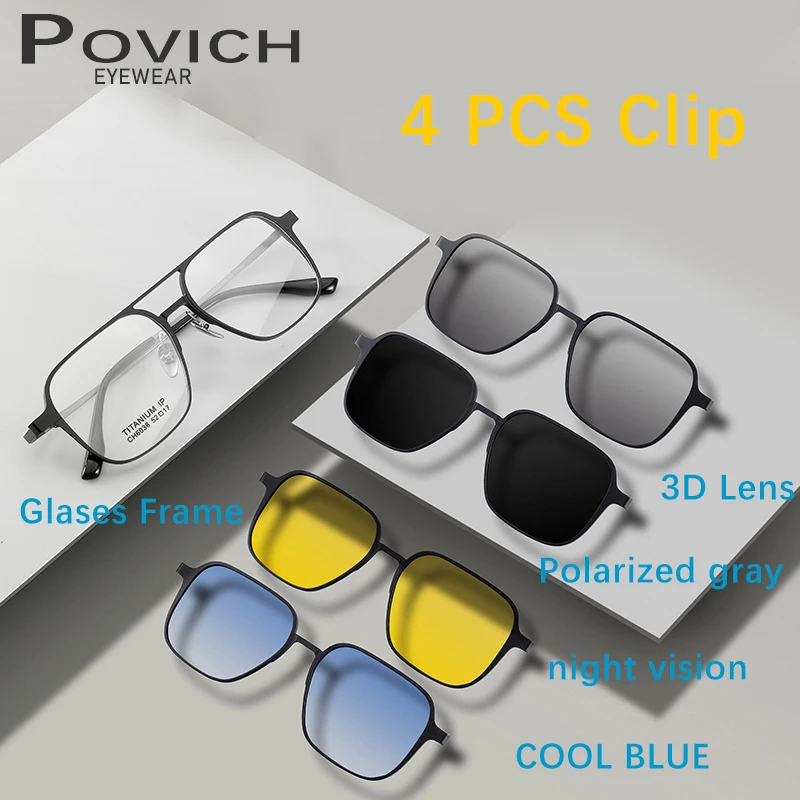 POVICH Men Sunglasses 4 PCS Clip Magnet Polarized Lenses Eyewear Myopia Prescription Eyelasses Titanium Optical Ocular
POVICH Men Sunglasses 4 PCS Clip Magnet Polarized Lenses Eyewear Myopia Prescription Eyelasses Titanium Optical Ocular