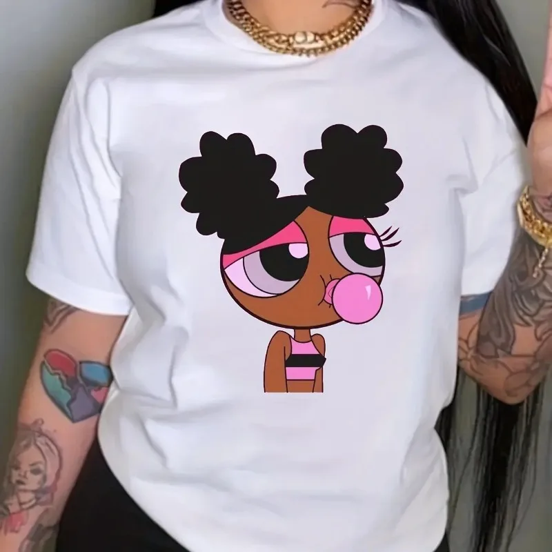 Футболка женская с круглым вырезом и мультяшным принтом, Повседневный хлопковый топ с коротким рукавом, уличная одежда в стиле ретро, одежда для весны и лета
Футболка женская с круглым вырезом и мультяшным принтом, Повседневный хлопковый топ с коротким рукавом, уличная одежда в стиле ретро, одежда для весны и лета