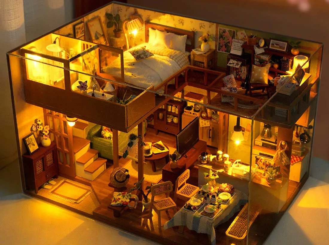 DIY Wooden Dollhouse Miniature Kit Furniture Set for Girls Handmade Model Assembly Toy Educational Birthday Gift for Children
DIY Wooden Dollhouse Miniature Kit Furniture Set for Girls Handmade Model Assembly Toy Educational Birthday Gift for Children