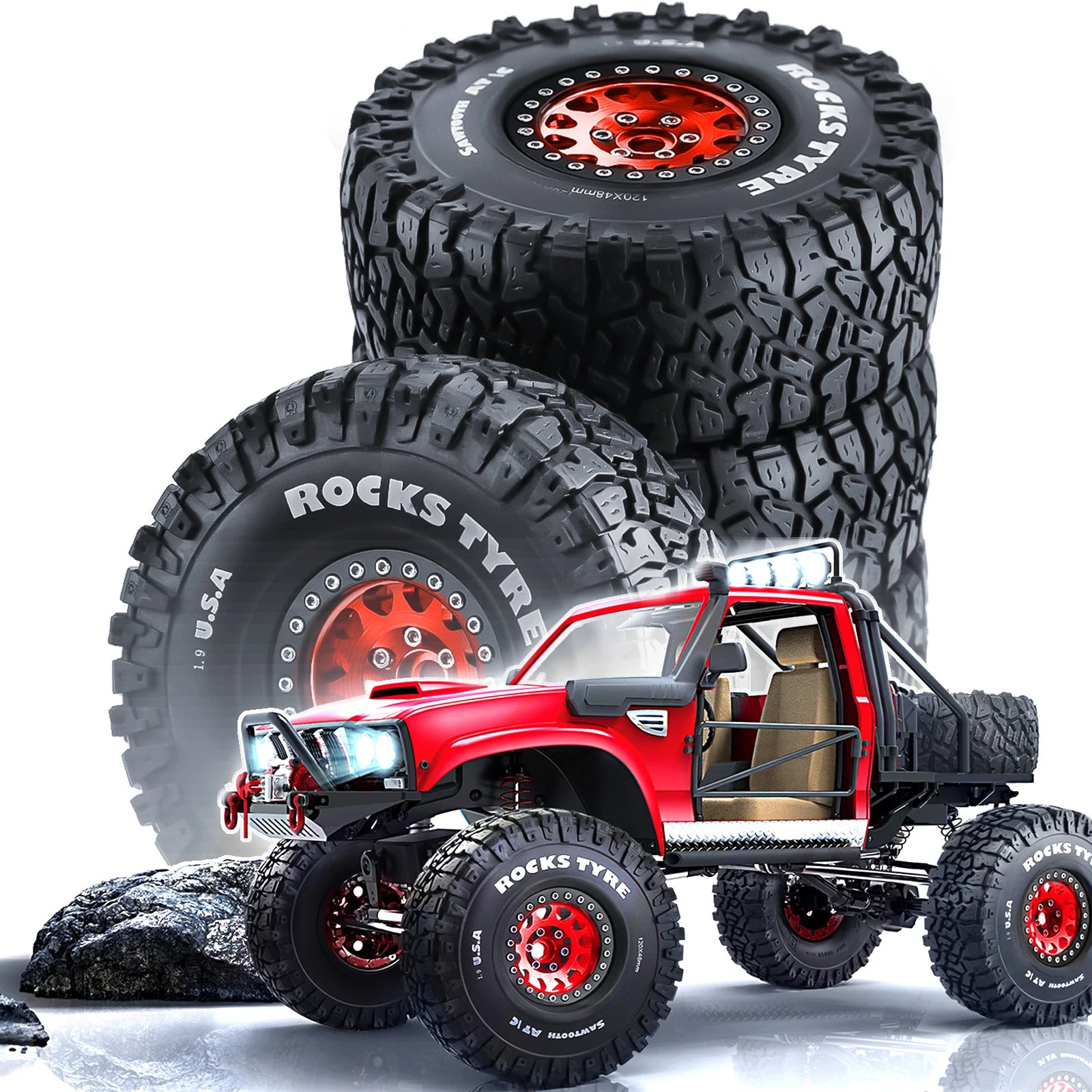 4PCS 1.9Inch Beadlock Wheel Rims & Rubber Tire for 1/10 RC Rock Crawler Axial SCX10 RR10 AX10 Wraith 90048 90018 KM2
4PCS 1.9Inch Beadlock Wheel Rims & Rubber Tire for 1/10 RC Rock Crawler Axial SCX10 RR10 AX10 Wraith 90048 90018 KM2