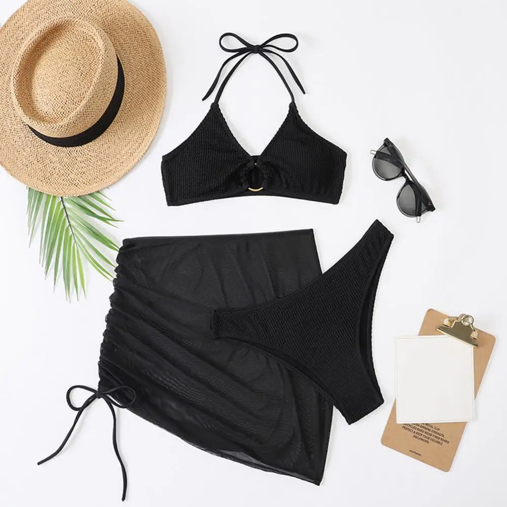 3Pcs/set Bikini Set Women Halter Low Waist Swimsuit Brazilian Bandage Swimwear Female Beachwear Bathing Suit with Skirt Cover-up
3Pcs/set Bikini Set Women Halter Low Waist Swimsuit Brazilian Bandage Swimwear Female Beachwear Bathing Suit with Skirt Cover-up