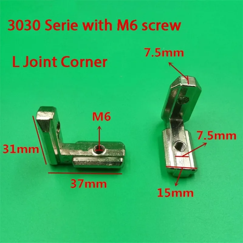 T slot L type 90 Degree 3030 aluminum connector bracket fastener EU standard 30/40/45 series aluminum profile parts 3d printer
T slot L type 90 Degree 3030 aluminum connector bracket fastener EU standard 30/40/45 series aluminum profile parts 3d printer