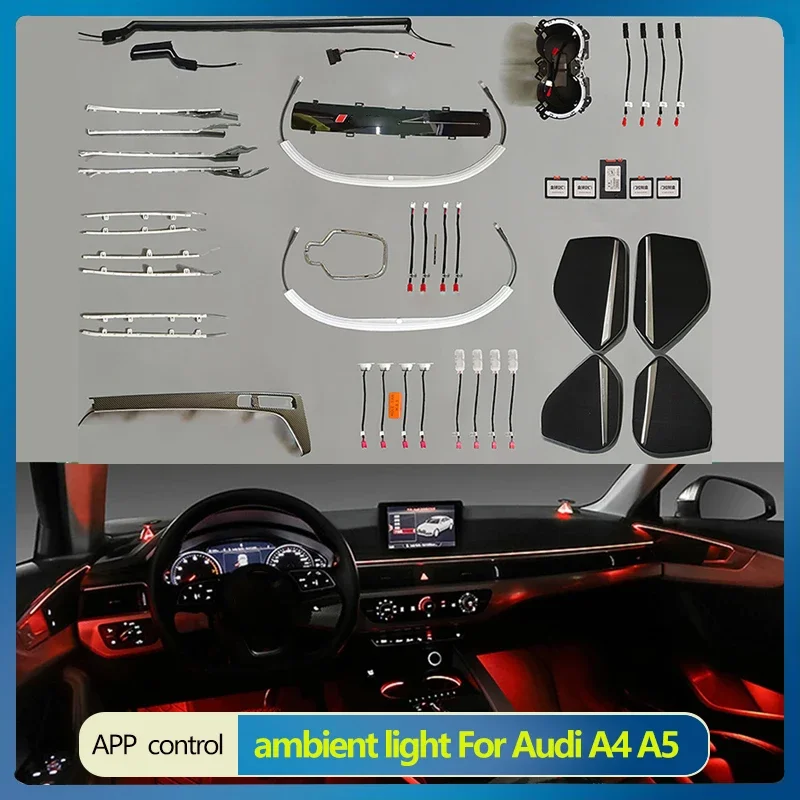 Atmosphere Lamp For Audi A4 A5 B9 2017-2023 Dynamic Magic 256 Colors Mobile Control Saddle Trim Car Ambient Mood Light
Atmosphere Lamp For Audi A4 A5 B9 2017-2023 Dynamic Magic 256 Colors Mobile Control Saddle Trim Car Ambient Mood Light