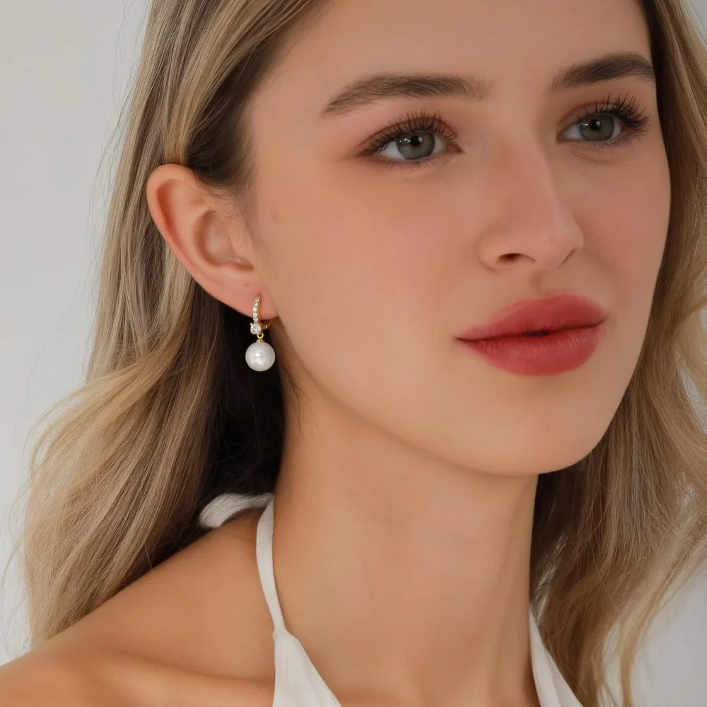 14K Gold Plated Pearl Earrings for Women Hypoallergenic 5A Cubic Zirconia Dangle Earrings Elegant Jewelry
14K Gold Plated Pearl Earrings for Women Hypoallergenic 5A Cubic Zirconia Dangle Earrings Elegant Jewelry